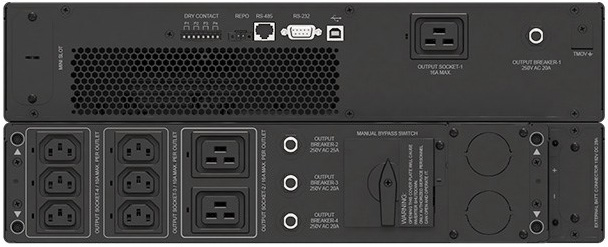 Mặt sau của UPS DELTA RT-5K UPS502R2RT0B035 5KVA/5KW (Standard Runtime Model)
