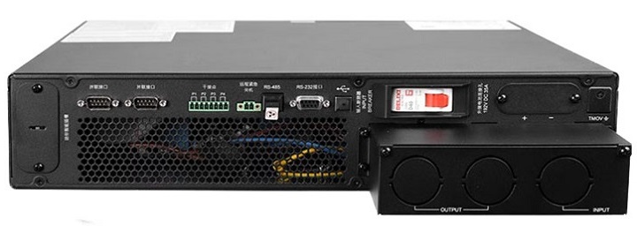 Mặt sau của bộ lưu điện Delta RT-6K UPS602R2RT2N035 6KVA/6KW (Pin Ngoài)