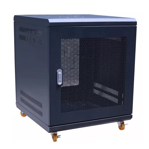 Tủ Rack TMC 12U Sâu D600 Màu Đen Cửa Lưới TM126BN-B có bánh xe