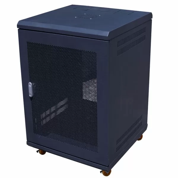 Tủ Rack TMC 15U Sâu D600 Màu Đen Cửa Lưới Có Bánh Xe TM156BM-B